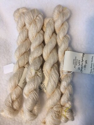 Cream-Colored Natural Undyed Mohair Handspun Yarn 2 ply Fingering - image1